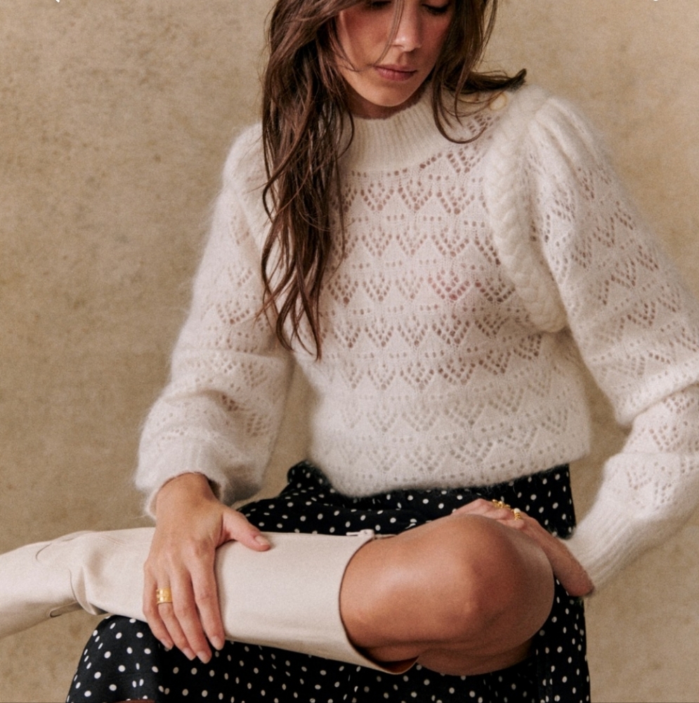 Sezane Anneka Elegant White Jumper